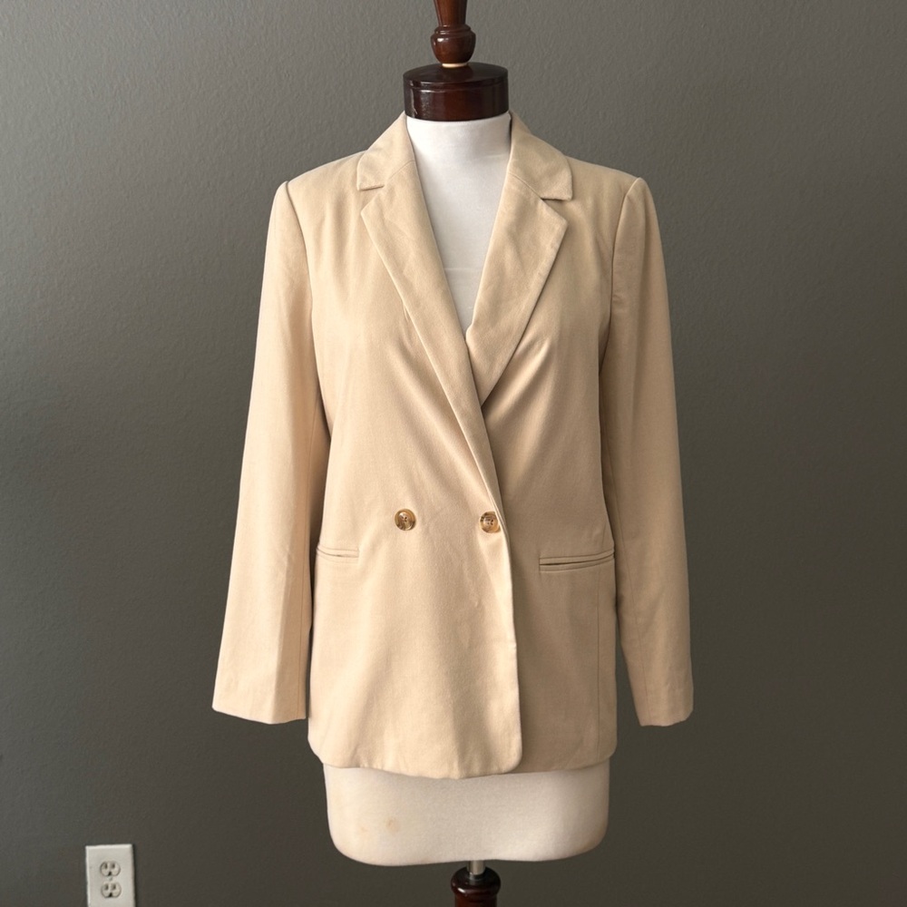 Banana Republic Beige Tan Double Button Blazer Jacket NWT Sz 10 Machine Washable